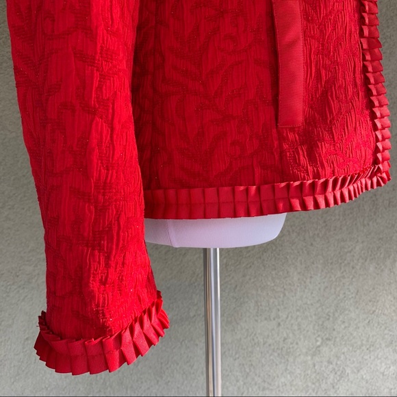 Coldwater Creek Red Jacquard Textured Jacket Large - Picture 10 of 12